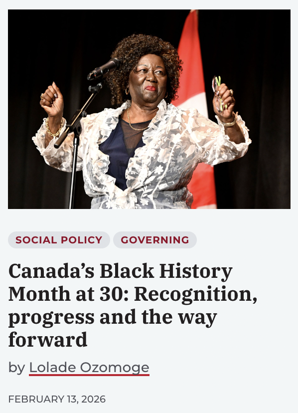 Policy options commentary by CBPN. Image of Dr. Jean Augustine. Title: Canada's Black History Month at 30: Recognition, progress and the way forward"